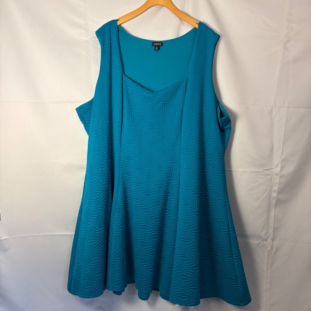 Torrid Teal Blue Geometric Jacquard Sleeveless Skater Dress Sweetheart Neck 5 5X
